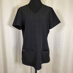 HeartSoul Black Scrub Top Size M Stretch Nurse Uniform